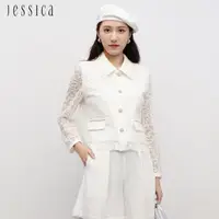 在飛比找momo購物網優惠-【JESSICA】氣質甜美蕾絲小香風紐扣短版外套232201