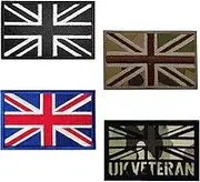 Geebymol 4Pcs British Union Jack Patch Tactical British Union Patches United Kingdom Flag Patch Embroidered Fabric Patch Hook and Loop Applique for Military Uniform Tactical Bag Jacket Jeans Hat