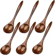 6Pcs Small Wooden Spoons 5 Inch Compact & Portable Honey Spoon for Tea Multi-Functional Tiny Wooden Utensil Set for Cooking Condiments Honey Spoons