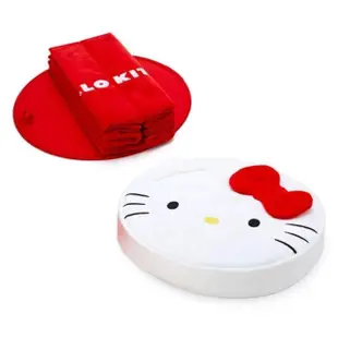 【小禮堂】Hello Kitty 絨毛圓筒收納箱附蓋 《紅大臉款》(平輸品)