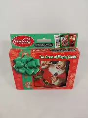 Coca Cola Coke Santa Playing Cards Christmas Collectible Tin Two Decks Bicycle