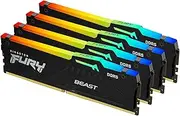 Kingston Fury Beast Black RGB XMP 128GB 5600MT/s DDR5 CL40 DIMM Desktop Gaming Memory Kit of 4 - KF556C40BBAK4-128