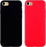 [3pack] iBarbe Ultra Slim TPU Light Case Compatible with iPhone 7 /iPhone 8 4.7 inch Phone,Premium Luxury Design TPU Protective Bumper Skin Rugged Shock Grip Silicone Shell Accessories-Black+Red