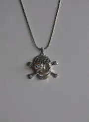 KIRKS FOLLY SKULL CRYSTAL NECKLACE IN SILVER TONE