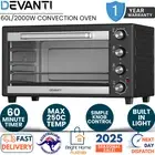 Devanti 60L Convection Oven Electric Fryer 2000W Rotisserie Timer Knob Control