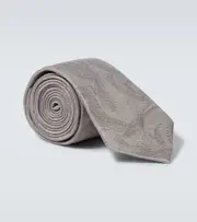 [Brunello Cucinelli] Brunello Cucinelli Paisley printed silk tie One Size white