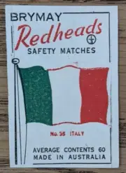 1957 Brymay Redheads Unused Label Flags Around the World #35 Italy - NM.