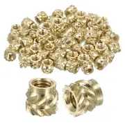 Knurled Insert Nuts, 100pcs M3 x 4.5mm L x 5mm OD Brass Heat Set Insert Nuts