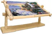 Jasvelly Rotated Embroidery Frame Stand - Adjustable Cross Stitch Scroll Frame, Beech Wood Quilt Frame Needlepoint Holder Floor Table Lap Stand for Stitching Sewing Craft (983312)