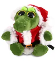 DolliBu Big Eye Alligator Stuffed Animal Plush with Santa Claus Outfit, 6 Inches