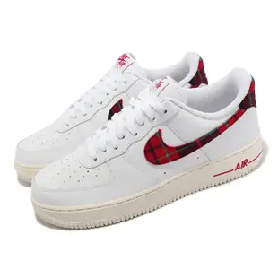 Nike 休閒鞋 Air Force 1 07 LV8 白 紅 格紋 男鞋 AF1 奶油底 仿舊 DV0789-100