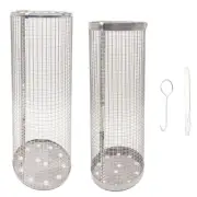Rolling Grilling Baskets for Outdoor Grill Bbq Stainless Steel Mesh Net7417