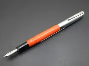 New Old Stock - Scripto Orange & Chrome Fountain Pen - Bottle Filler