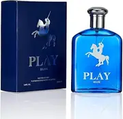 New Play men's Eau De Parfum, 3.4 Fl. Oz Men's Fragrance - Three Scents, Spicy woody, woody, fruity flavors，Fresh and Long-Lasting, Men's Cologne，Suitable For Romantic Dates And Daily Life. (100ml Play Blue)