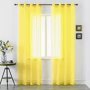 Yellow Curtains 120 Inches Long for Bedroom 2 Panels Grommet Voile Drapes Semi Sheer Light Filtering Sliding Glass Door Curtains for Floor Length Windows Patio Living Room Wide 52x120 Inch Length