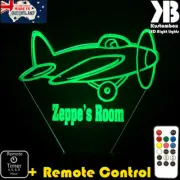 Plane Personalised Name 3D LED Battery USB Night Light 7 Colour Changing Lamp