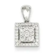 14k White Gold Diamond Square Pendant