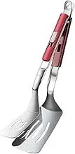 Happyyami Stylish Kitchen Spatula with Lock Buckle Non Stick Turner and Tongs for Cooking Fish Steak and Pancakes Stainless Steel Cooking Tool