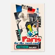 Galrie Southern Railway Vintage Travel Poster: Paris for the Weekend Inspired Art Design, Poster Only, 70 x 100cm (28 x 40inch)