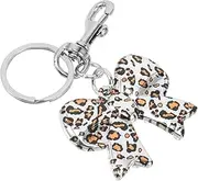 AKOOSY Leopard Print Bowknot Keychain for Women Stylish Car key and Bag Charm Pendant Accessory to Showcase Individuality Versatile and Easy to Carry for Home Office