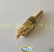 1 x RCA Plug Audio Cable Male Connector Gold Spring up to .2 inch thick in diamt