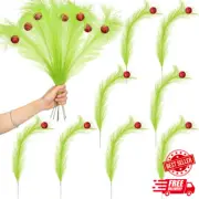 8 Pcs Christmas Tree Topper 17'' Red Green Curly Stems Lime Green Curly Xmas ...