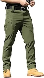 [THWEI] Mens Tactical Cargo Pants Water Resistant Hiking Outdoor Work Pants Multi Pockets with No Belt