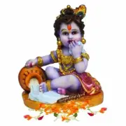 Quality Polyresin Makhan Chor Krishna (Height : 8Cms) Multicolour KU