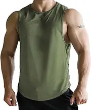 [Generic] Muscle Fit Compression Sleeveless Vest Men's Sports Leisure Muscle Fitness Mesh Breathable Quick Drying Solid Color Sleeveless Tank Top for Men