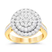 Round Halo Ring with 1.00ct of Diamonds in 9ct Yellow Gold