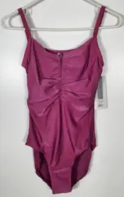 Danskin Dance Women’s Size Medium (8-10) Tropical Mauve Zipper Camisole Leotard
