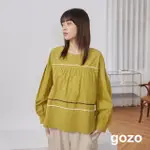 【GOZO】配色滾邊圓弧造型上衣(兩色)
