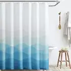 Ombre Blue Shower Curtain Fabric Shower Curtain Coastal Beach Ocean Wave Bath...