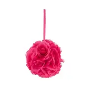 Mega Crafts - 8" Artificial Flower Pomander Kissing Ball - Fuchsia, 1PC