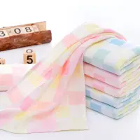 在飛比找松果購物優惠-【星紅毛巾】紗布系列 - 寶寶用低毛絮-輕薄格子兒童毛巾 (