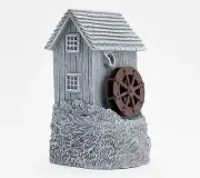 Bernini Cordless Casa Cottage Fountain With Waterwheel | Grey