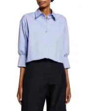 Emporio Armani Lilla Macarons Lavendar Elastic Hem Shirt, Size 42/US6/8