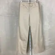 Anthropologie Elevenses Beige Wide Leg Fringe Tuxedo Seam Chino Pants NWT