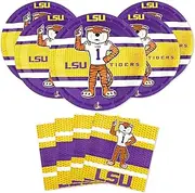 Havercamp LSU Party for 24! Includes 24 Larger Paper Plates & 32 Luncheon Napkins. Party with Mike the Tiger at your next Football tailgate, Basketball party, Birthday, or any LSU Event