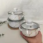 3Pcs Enamel Cookware Set Steamer for Household Housewarming Bridal Shower