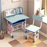 Kids Desk and Chair Set, Height Adjustable Children School Study Table with Storage, Suitable for Reading, Drawing and Learning (Color : Blue)