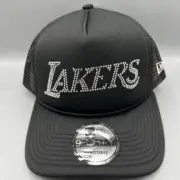 Los Angeles LA Lakers Trucker Hat Men Black 9Forty New Era Snap Back Cap New