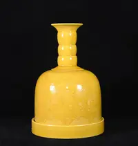 在飛比找Yahoo!奇摩拍賣優惠-大明弘治年制黃釉雕刻龍紋骰鐘，高22×15厘米 古玩古董 舊