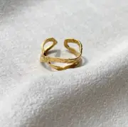 Gold Plated Statement Ring Adjustable Size