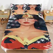 v2468 Bed Sheets Bedding Wonder Woman Bedding Sets Ultra Soft Skin-Friendly Duvet Cover 3 Piece, Cute Comforter Cover Bed Set for Boys Girls Kids ( 1