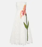 [Costarellos] Costarellos Mariela floral sequined lace midi dress AU 16 white