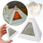 Night Light Pyramid Bedside Clocks Thermometer Meter Number Clock Alarm Clock