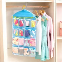 在飛比找松果購物優惠-衣櫃牆壁掛式收納袋16格衣物襪子內衣分類整理袋 (3.3折)