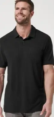 NWT Travis Mathew Black Cloud Pocket Golf Polo Shirt Mens Large