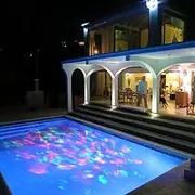 ELEOPTION Waterproof Rotating Led Night Projector Light with Double Colors Flame Lightnings Indoor Outdoor for Bedroom House Party Festival Decorations (Colorful+White)
